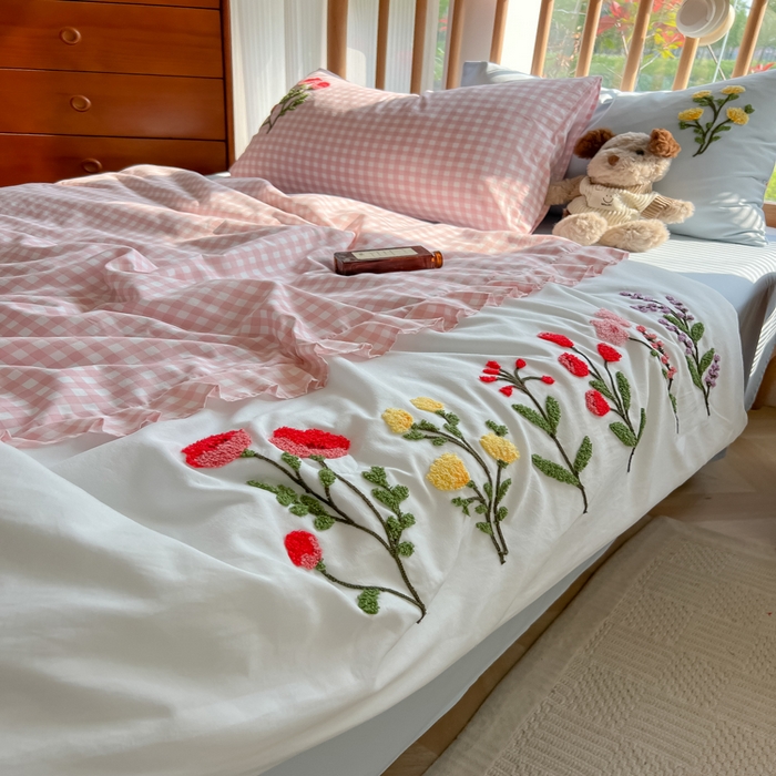 91家纺网 家纺一手货源 找家纺 （总）子钦2025春夏新款云朵棉毛巾绣韩版夏被-花仙子（风格二）