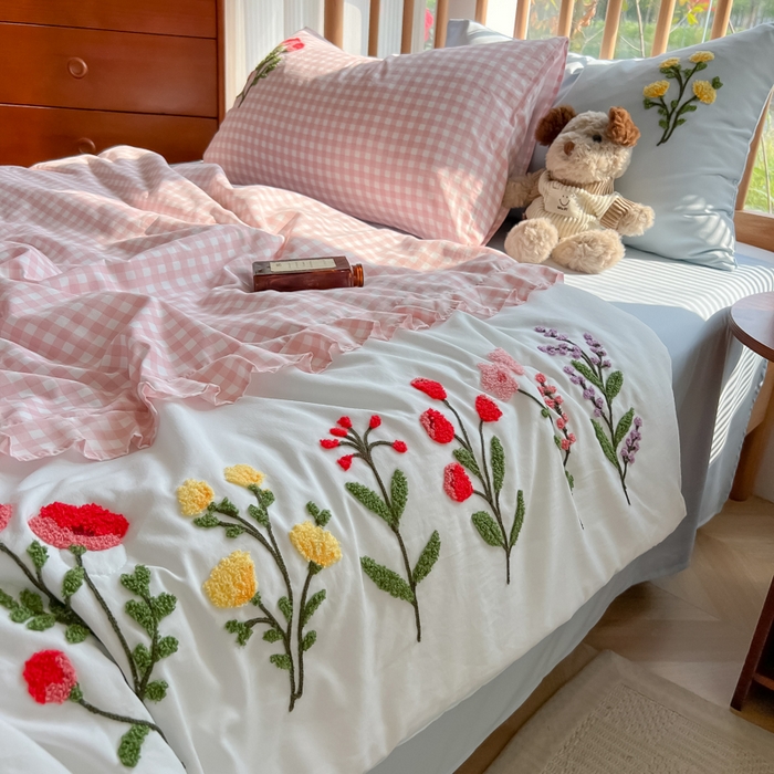 91家纺网 家纺一手货源 找家纺 （总）子钦2025春夏新款云朵棉毛巾绣韩版夏被-花仙子（风格二）