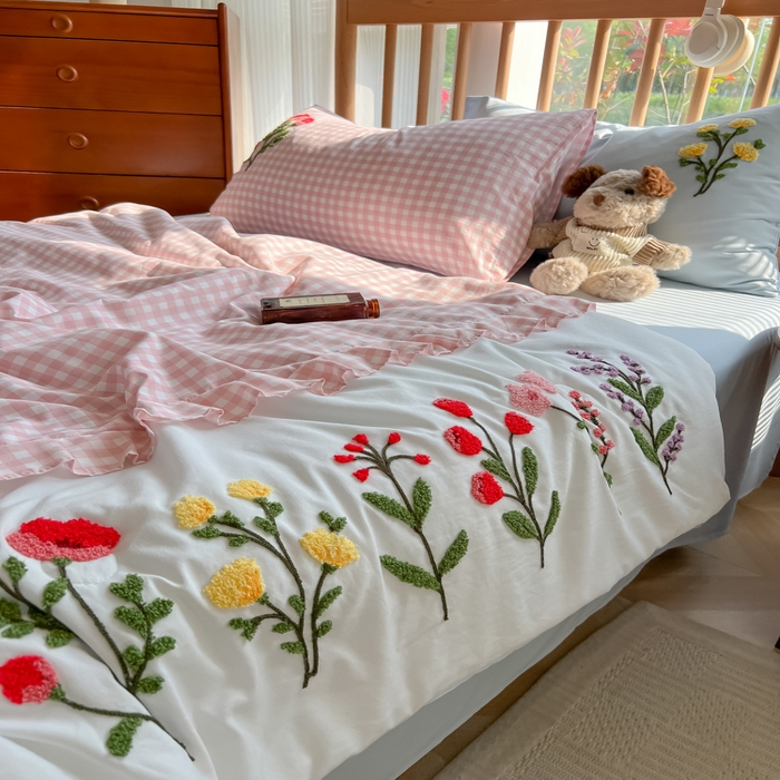 91家纺网 家纺一手货源 找家纺 （总）子钦2025春夏新款云朵棉毛巾绣韩版夏被-花仙子（风格二）