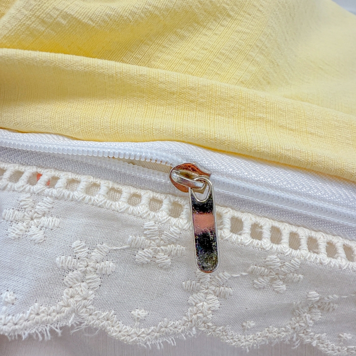 91家纺网 家纺一手货源 找家纺 芯贝儿 2025新款全m纯m花边木m邹邹双层纱水洗m四件套 奶油小熊