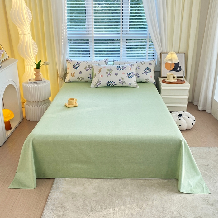 91家纺网 家纺一手货源 找家纺 洺兰2025年13070全棉喷气印花纯棉床单小清新花卉北欧风单床单