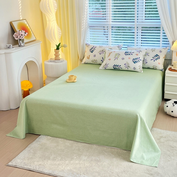 洺兰2025年13070全棉喷气印花纯棉床单小清新花卉北欧风单床单