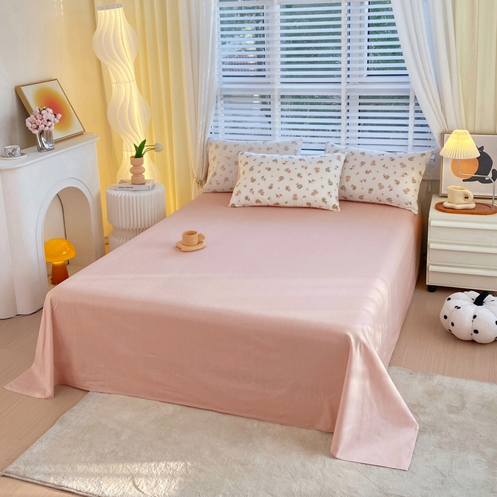 91家纺网 家纺一手货源 找家纺 洺兰2025年13070全棉喷气印花纯棉床单小清新花卉北欧风单床单