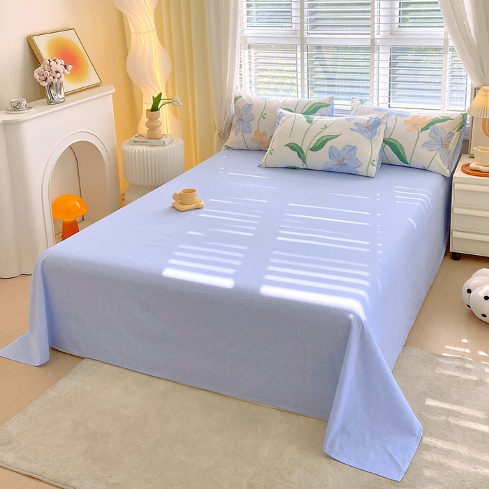 洺兰2025年13070全棉喷气印花纯棉床单小清新花卉北欧风单床单