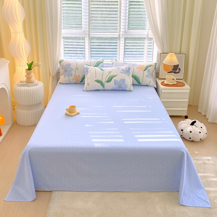 91家纺网 家纺一手货源 找家纺 洺兰2025年13070全棉喷气印花纯棉床单小清新花卉北欧风单床单