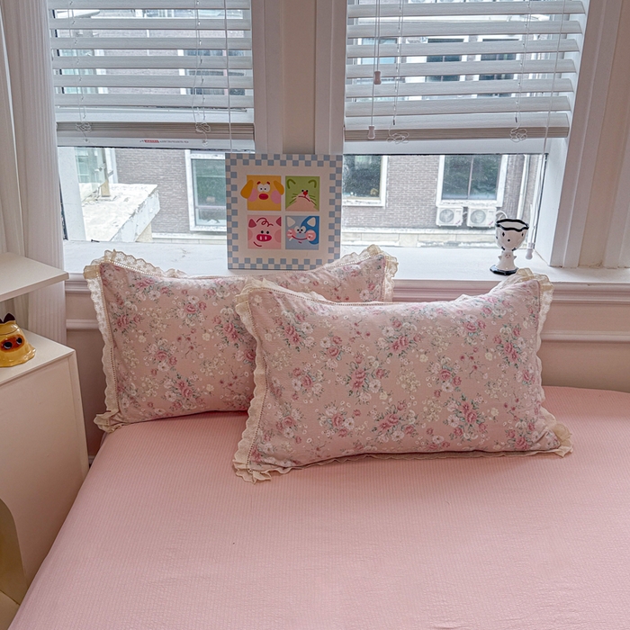 91家纺网 家纺一手货源 找家纺 芯贝儿 2025新款全m花边木m邹邹双层纱水洗m夏被四件套 爱如星辰