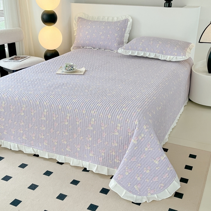 91家纺网 家纺一手货源 找家纺 2025新款同田床盖夏被四件套 丁香紫