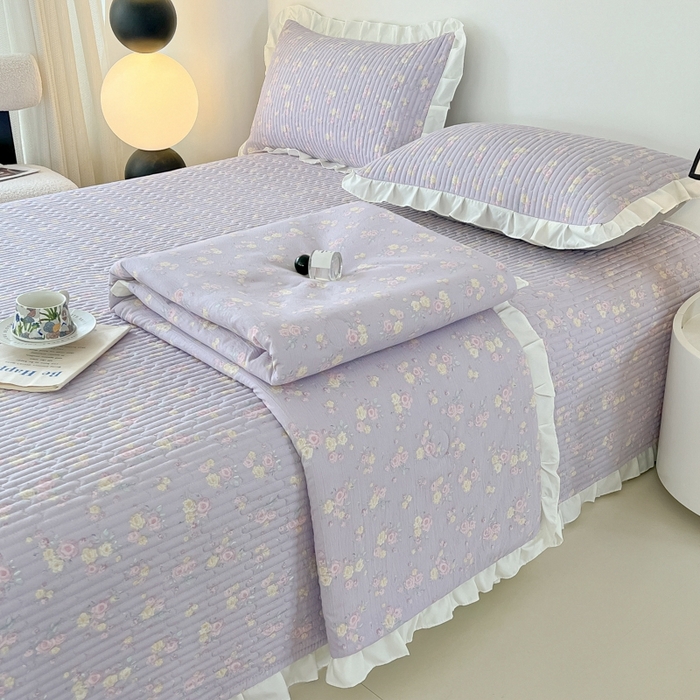 91家纺网 家纺一手货源 找家纺 2025新款同田床盖夏被四件套 丁香紫