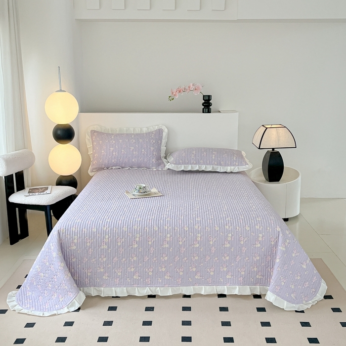 91家纺网 家纺一手货源 找家纺 2025新款同田床盖夏被四件套 丁香紫