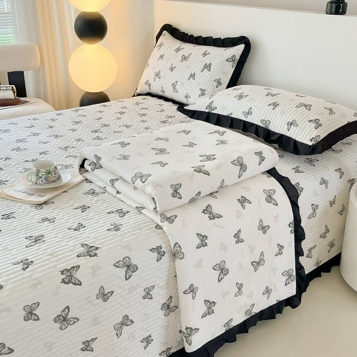 91家纺网 家纺一手货源 找家纺 同田2025新款床盖夏被四件套 黑蝴蝶