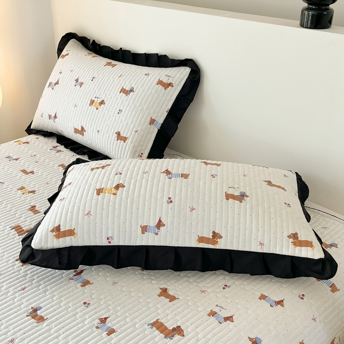 91家纺网 家纺一手货源 找家纺 2025新款同田床盖夏被四件套 腊肠小狗