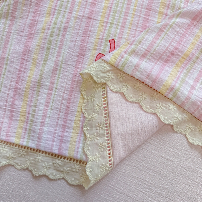 91家纺网 家纺一手货源 找家纺 芯贝儿 2025新款全m花边木m邹邹双层纱水洗m夏被四件套 情人结