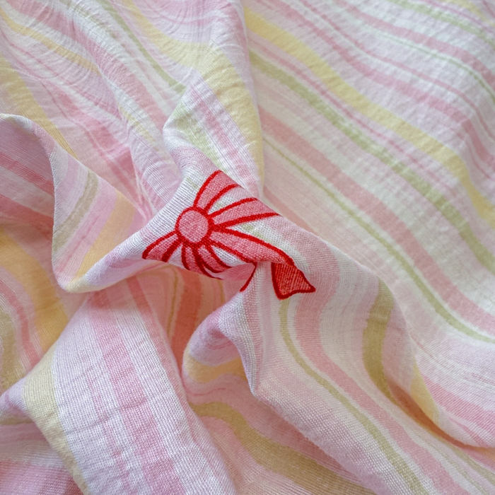 91家纺网 家纺一手货源 找家纺 芯贝儿 2025新款全m花边木m邹邹双层纱水洗m夏被四件套 情人结