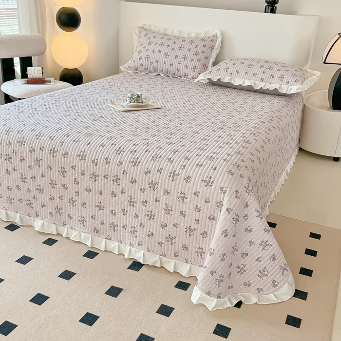 91家纺网 家纺一手货源 找家纺 同田2025新款床盖夏被四件套 梦幻粉