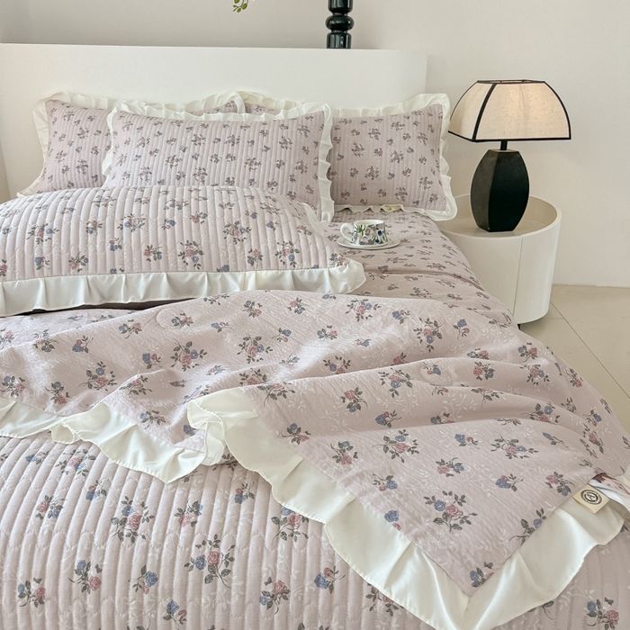 同田2025新款床盖夏被四件套 梦幻粉
