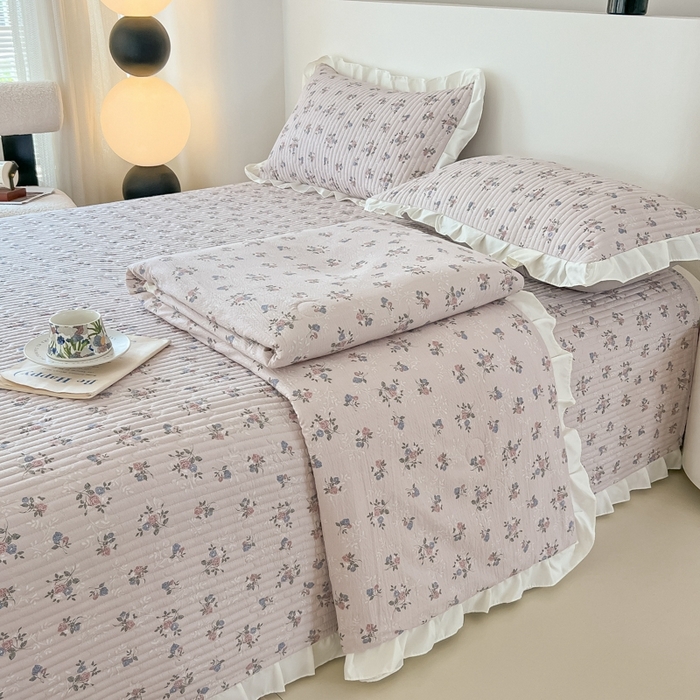 91家纺网 家纺一手货源 找家纺 同田2025新款床盖夏被四件套 梦幻粉