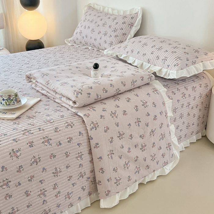 91家纺网 家纺一手货源 找家纺 同田2025新款床盖夏被四件套 梦幻粉