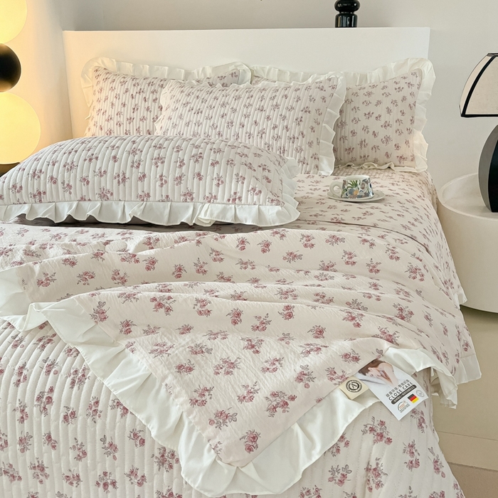 91家纺网 家纺一手货源 找家纺 同田2025新款床盖夏被四件套 奶白