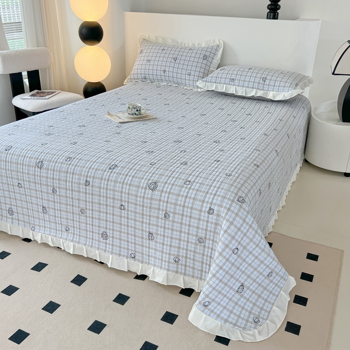 91家纺网 家纺一手货源 找家纺 2025新款同田床盖夏被四件套 天空蓝