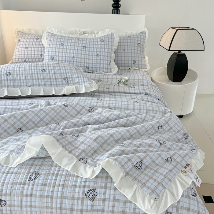 2025新款同田床盖夏被四件套 天空蓝