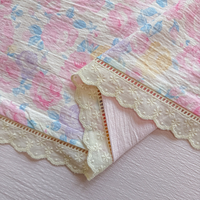 91家纺网 家纺一手货源 找家纺 芯贝儿 2025新款全m花边木m邹邹双层纱水洗m夏被四件套 花漫