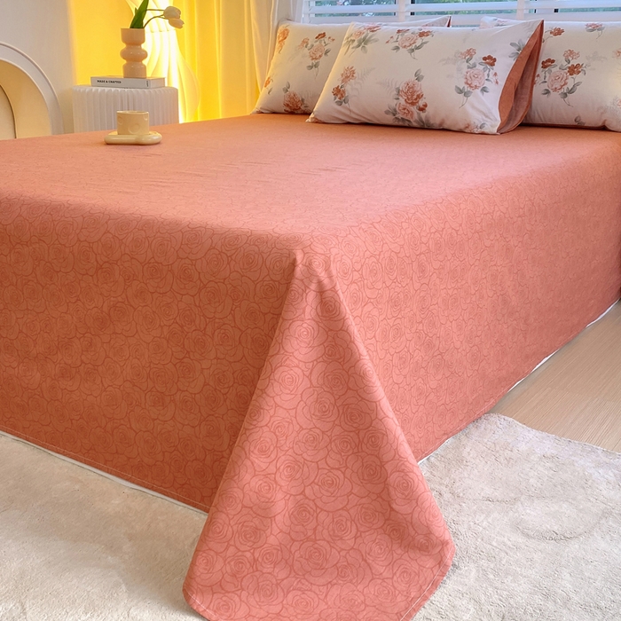 91家纺网 家纺一手货源 找家纺 洺兰2025年13070全棉喷气印花纯棉床单小清新花卉北欧风单床单