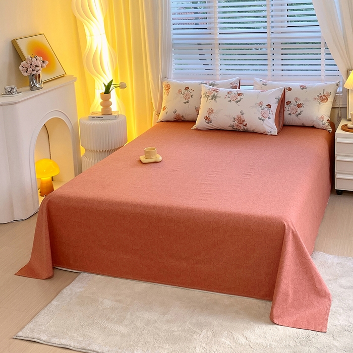 91家纺网 家纺一手货源 找家纺 洺兰2025年13070全棉喷气印花纯棉床单小清新花卉北欧风单床单