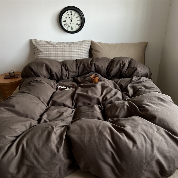 91家纺网 家纺一手货源 找家纺 （总）蜜宿 2025新款全棉人字纹四件套-生巧慕斯