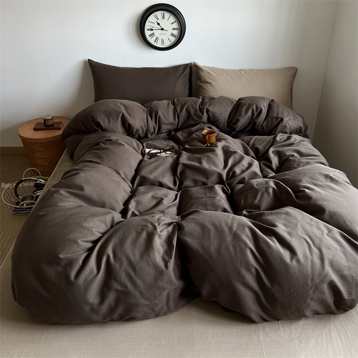 91家纺网 家纺一手货源 找家纺 （总）蜜宿 2025新款全棉人字纹四件套-生巧慕斯