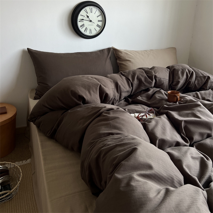 91家纺网 家纺一手货源 找家纺 （总）蜜宿 2025新款全棉人字纹四件套-生巧慕斯