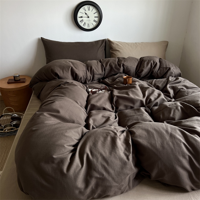 91家纺网 家纺一手货源 找家纺 （总）蜜宿 2025新款全棉人字纹四件套-生巧慕斯