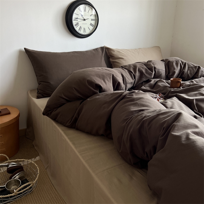 91家纺网 家纺一手货源 找家纺 蜜宿 2025新款全棉人字纹四件套-生巧慕斯 生巧慕斯（纯色混搭）