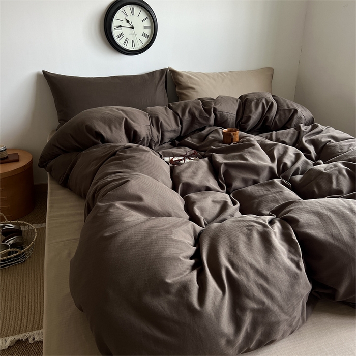 91家纺网 家纺一手货源 找家纺 蜜宿 2025新款全棉人字纹四件套-生巧慕斯 生巧慕斯（纯色混搭）