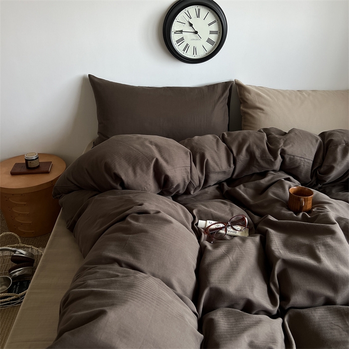 91家纺网 家纺一手货源 找家纺 蜜宿 2025新款全棉人字纹四件套-生巧慕斯 生巧慕斯（纯色混搭）