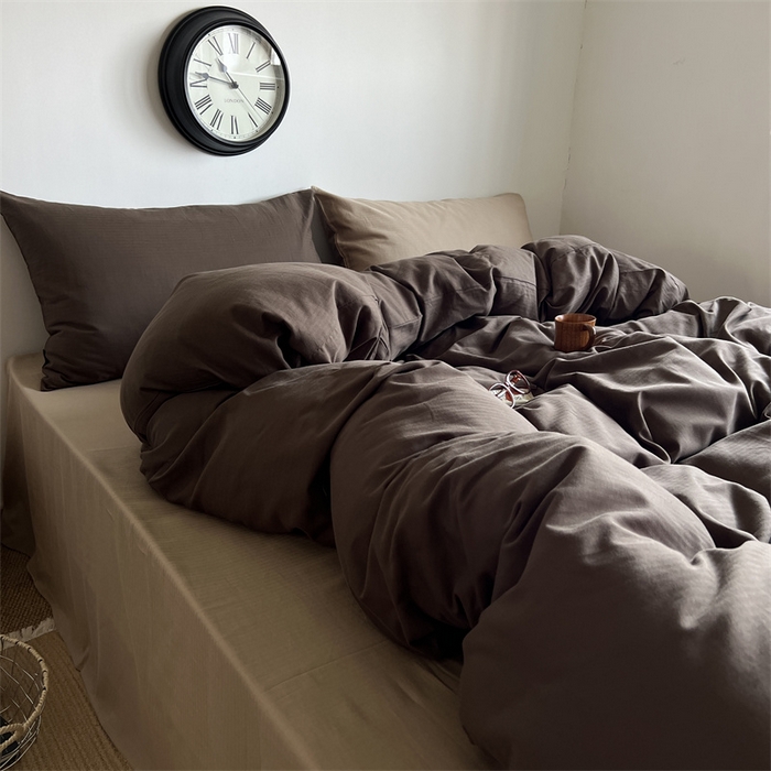 91家纺网 家纺一手货源 找家纺 蜜宿 2025新款全棉人字纹四件套-生巧慕斯 生巧慕斯（纯色混搭）