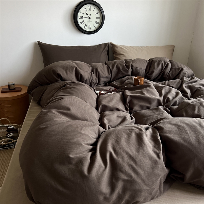 91家纺网 家纺一手货源 找家纺 蜜宿 2025新款全棉人字纹四件套-生巧慕斯 生巧慕斯（纯色混搭）