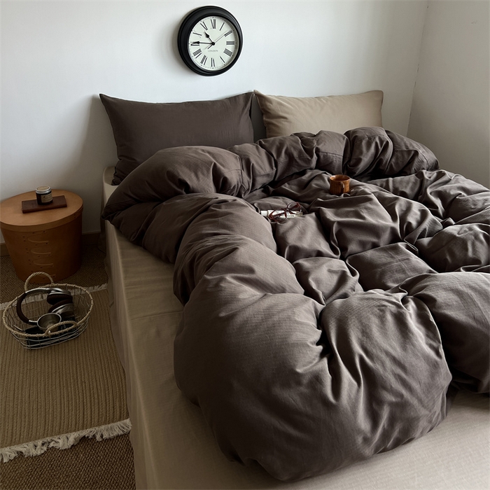 91家纺网 家纺一手货源 找家纺 蜜宿 2025新款全棉人字纹四件套-生巧慕斯 生巧慕斯（纯色混搭）