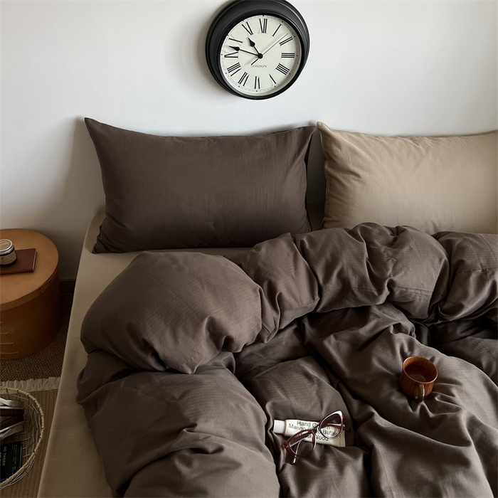 91家纺网 家纺一手货源 找家纺 蜜宿 2025新款全棉人字纹四件套-生巧慕斯 生巧慕斯（纯色混搭）