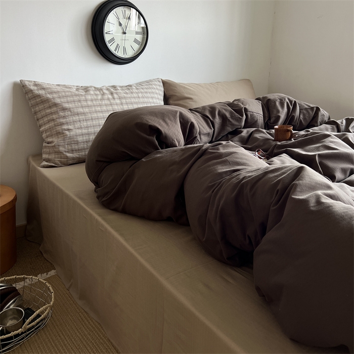 91家纺网 家纺一手货源 找家纺 蜜宿 2025新款全棉人字纹四件套-生巧慕斯 生巧慕斯（咖大格混搭奶咖）