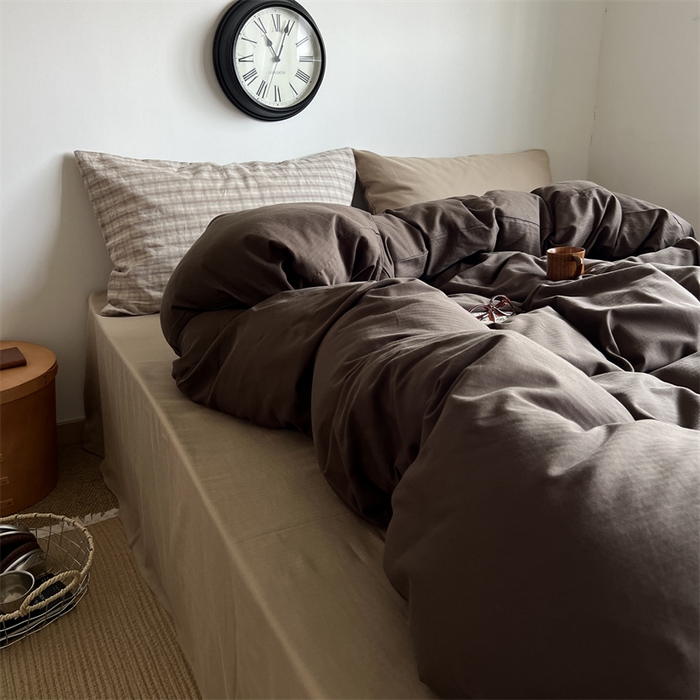 91家纺网 家纺一手货源 找家纺 蜜宿 2025新款全棉人字纹四件套-生巧慕斯 生巧慕斯（咖大格混搭奶咖）