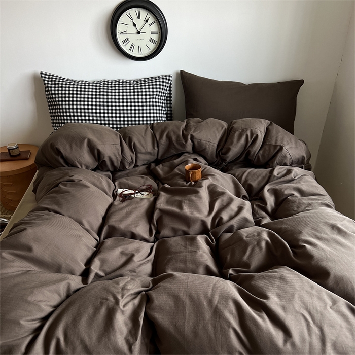 91家纺网 家纺一手货源 找家纺 （总）蜜宿 2025新款全棉人字纹四件套-生巧慕斯