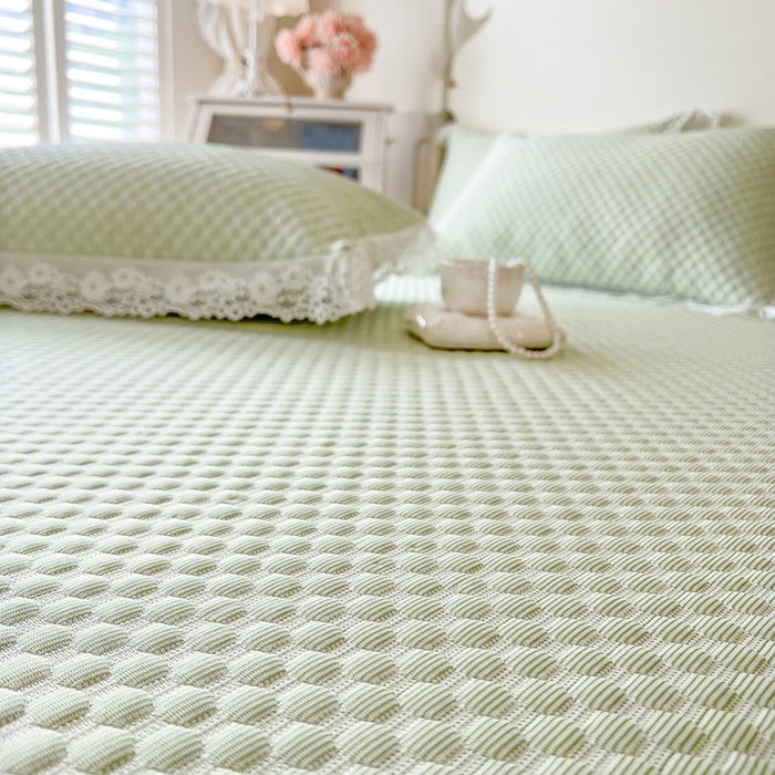 91家纺网 家纺一手货源 找家纺 网红馆（ck家纺） 2025新款床笠式床裙豆豆凉席--简单爱 水绿