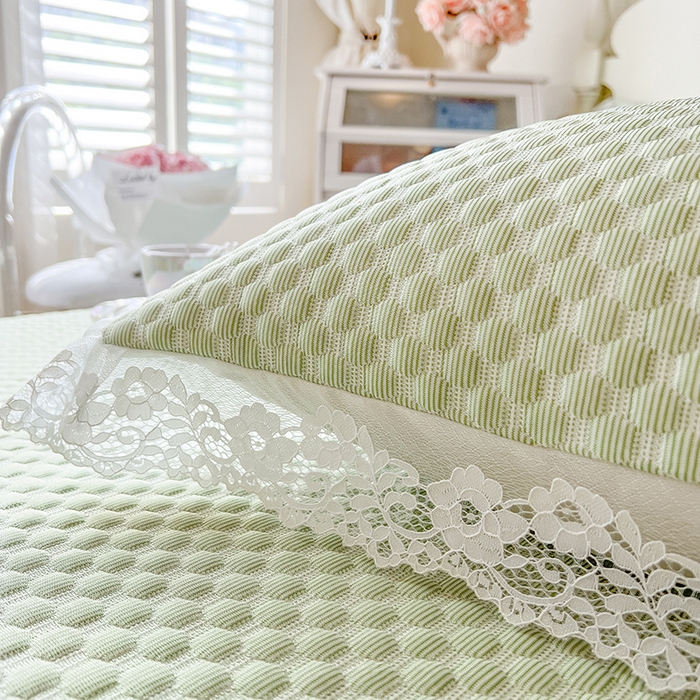 91家纺网 家纺一手货源 找家纺 网红馆（ck家纺） 2025新款床笠式床裙豆豆凉席--简单爱 水绿