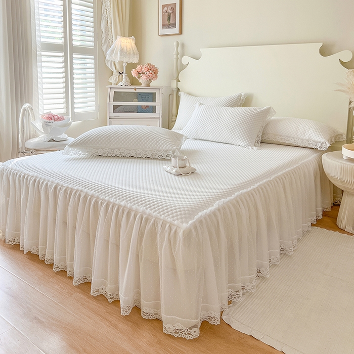 91家纺网 家纺一手货源 找家纺 网红馆（ck家纺） 2025新款床笠式床裙豆豆凉席--简单爱 月白