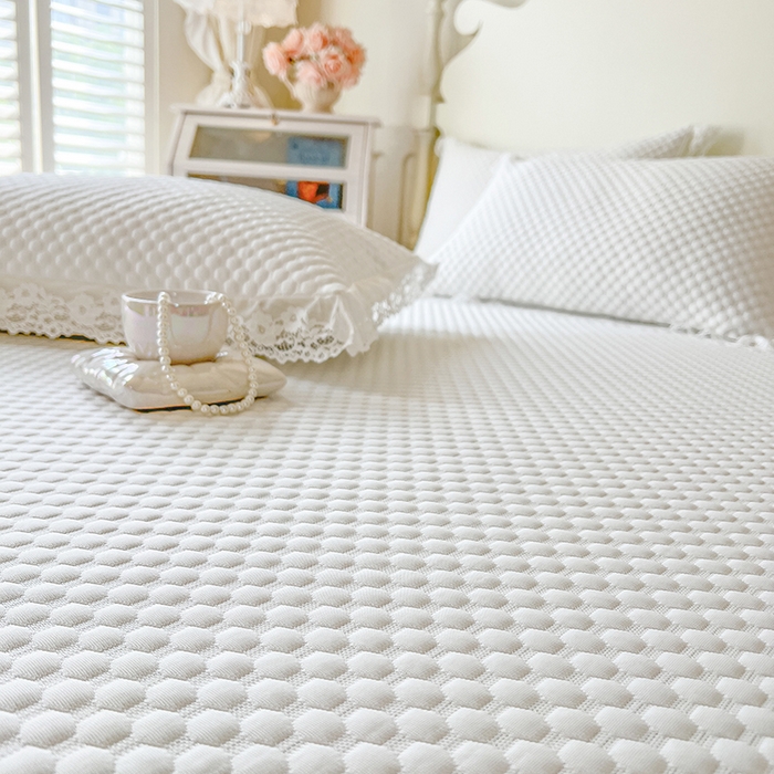 91家纺网 家纺一手货源 找家纺 网红馆（ck家纺） 2025新款床笠式床裙豆豆凉席--简单爱 月白