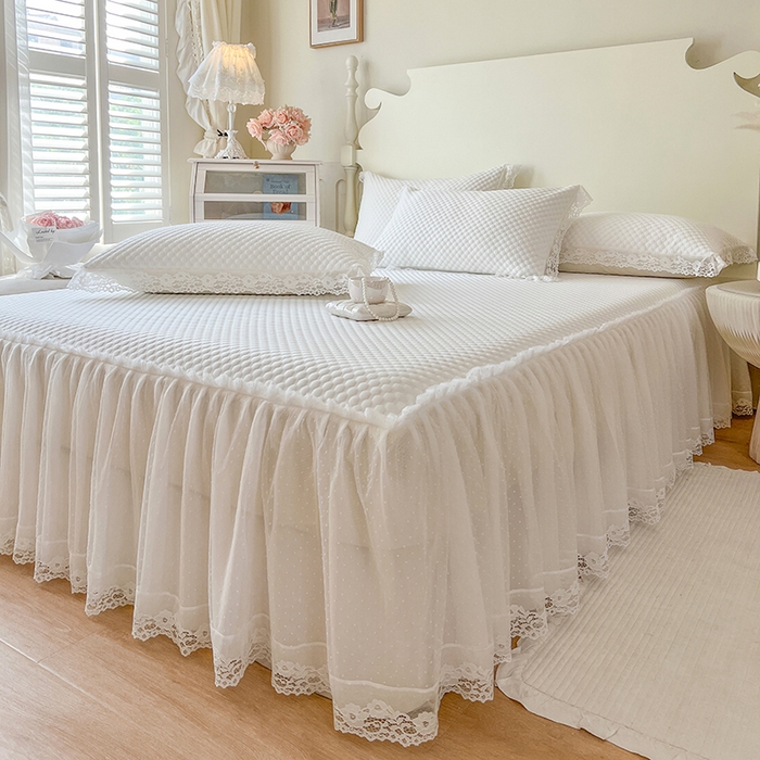 91家纺网 家纺一手货源 找家纺 网红馆（ck家纺） 2025新款床笠式床裙豆豆凉席--简单爱 月白