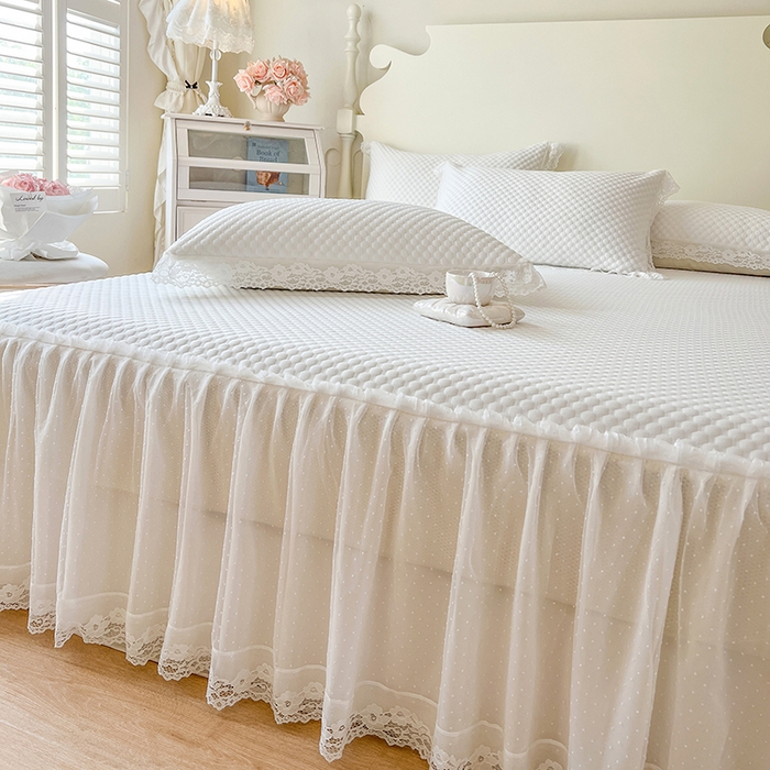 91家纺网 家纺一手货源 找家纺 网红馆（ck家纺） 2025新款床笠式床裙豆豆凉席--简单爱 月白