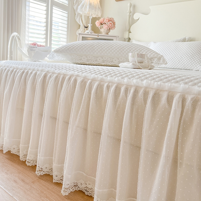 91家纺网 家纺一手货源 找家纺 网红馆（ck家纺） 2025新款床笠式床裙豆豆凉席--简单爱 月白