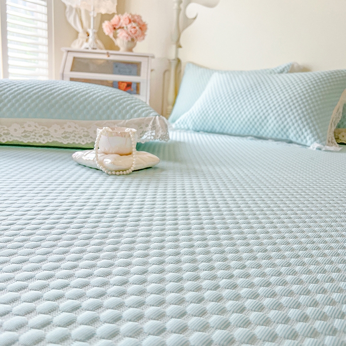 91家纺网 家纺一手货源 找家纺 网红馆（ck家纺） 2025新款床笠式床裙豆豆凉席--简单爱 云水蓝