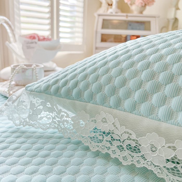 91家纺网 家纺一手货源 找家纺 网红馆（ck家纺） 2025新款床笠式床裙豆豆凉席--简单爱 云水蓝